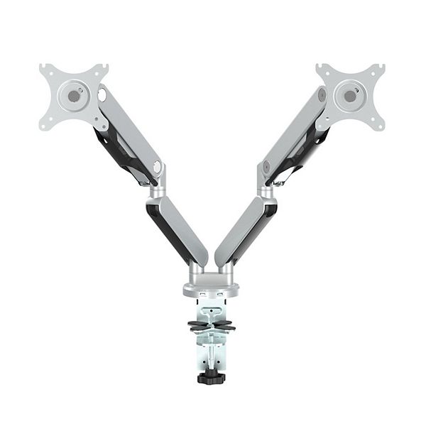 Double Monitor Arm 17"-30" in Silver Aluminum Finish