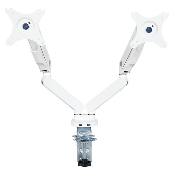 Double Monitor Arm 17"-30" in White Aluminum Finish