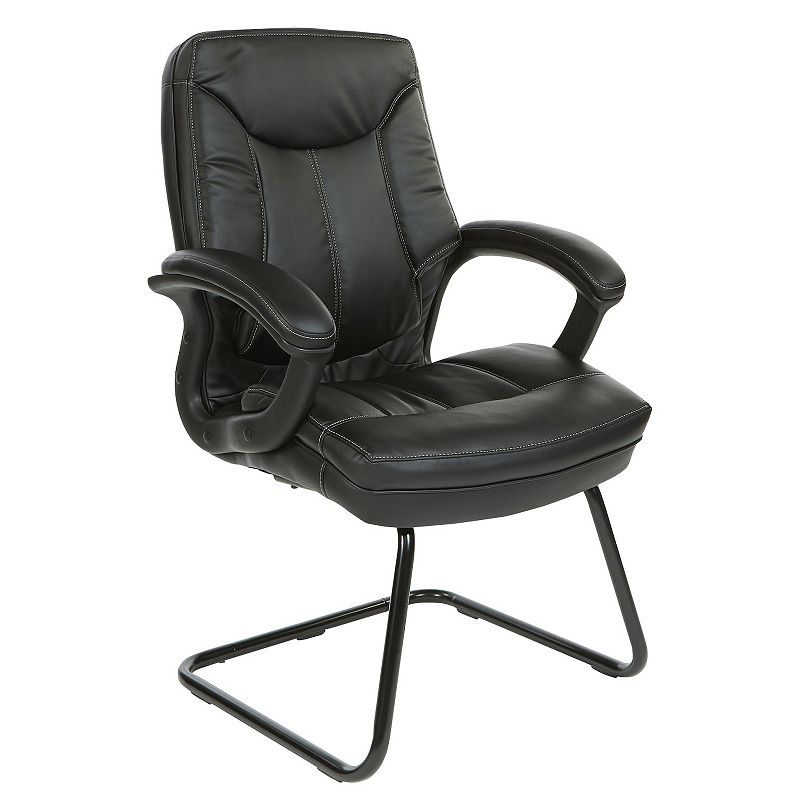 Office Star Products Executive Faux Leather Visitor Chair, Black
