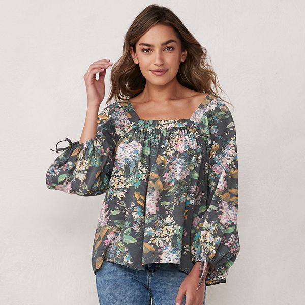 Petite LC Lauren Conrad Floral Peasant Top