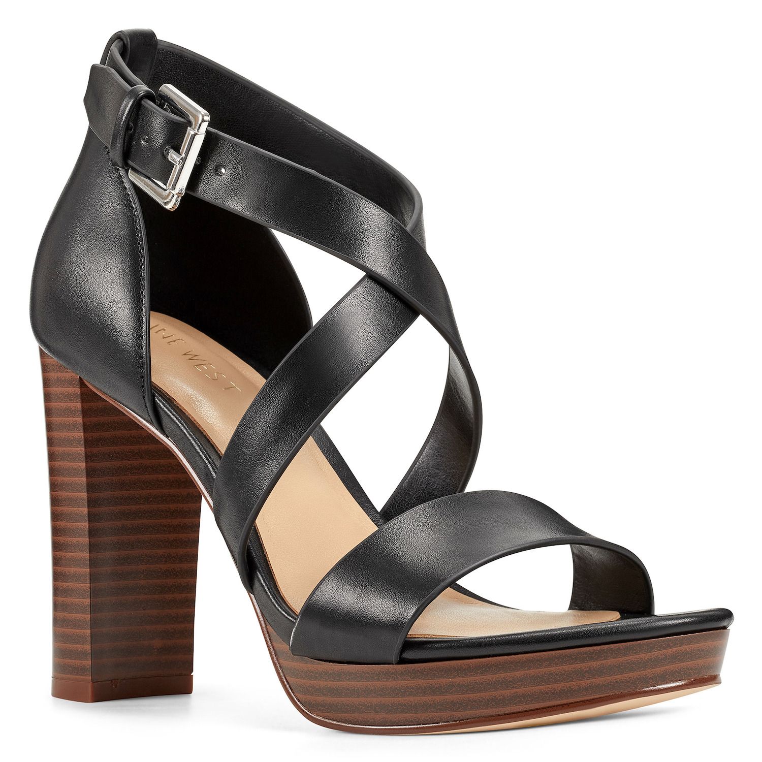 nine west black block heels
