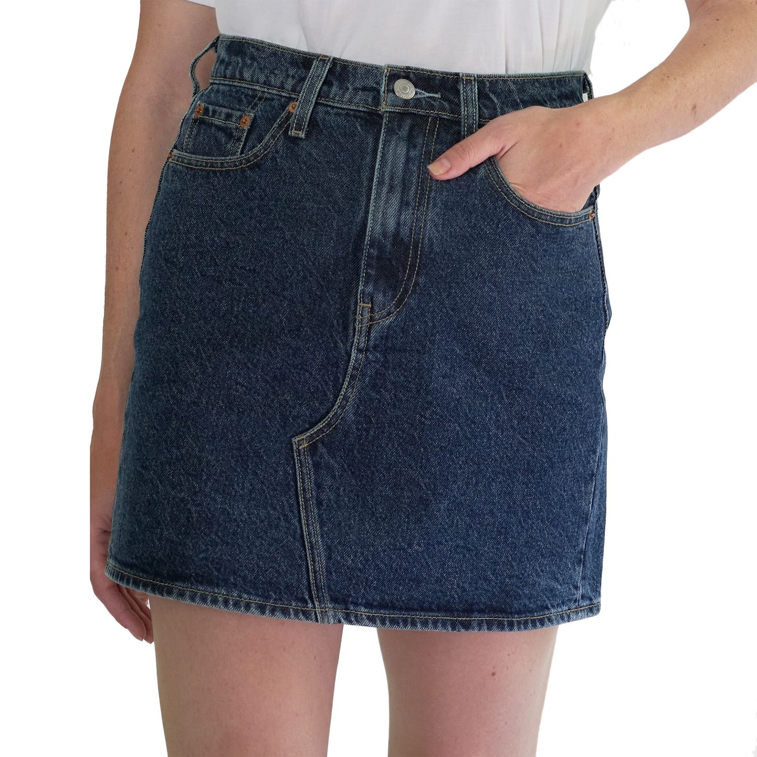 metallic jean skirt