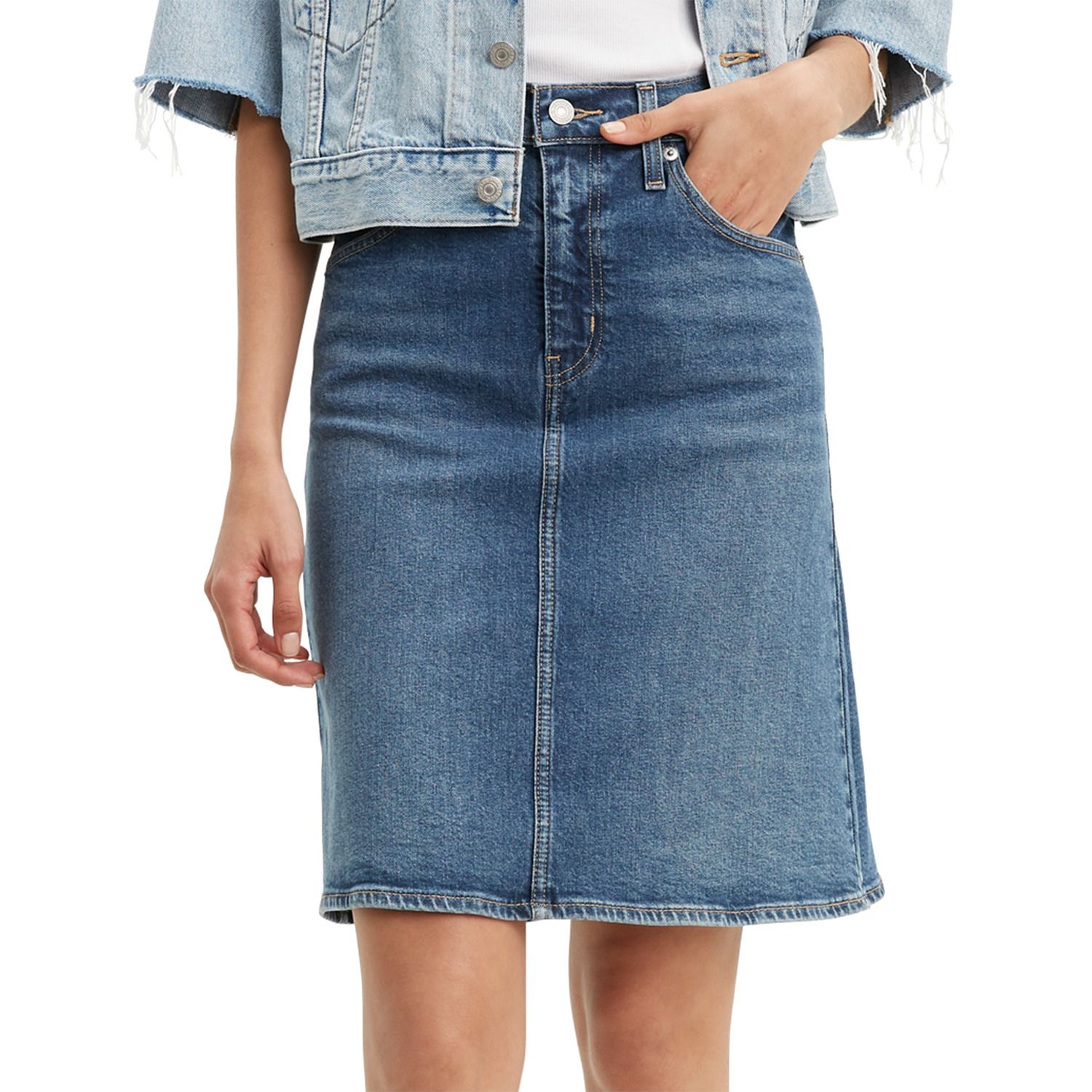 kohls white denim skirt