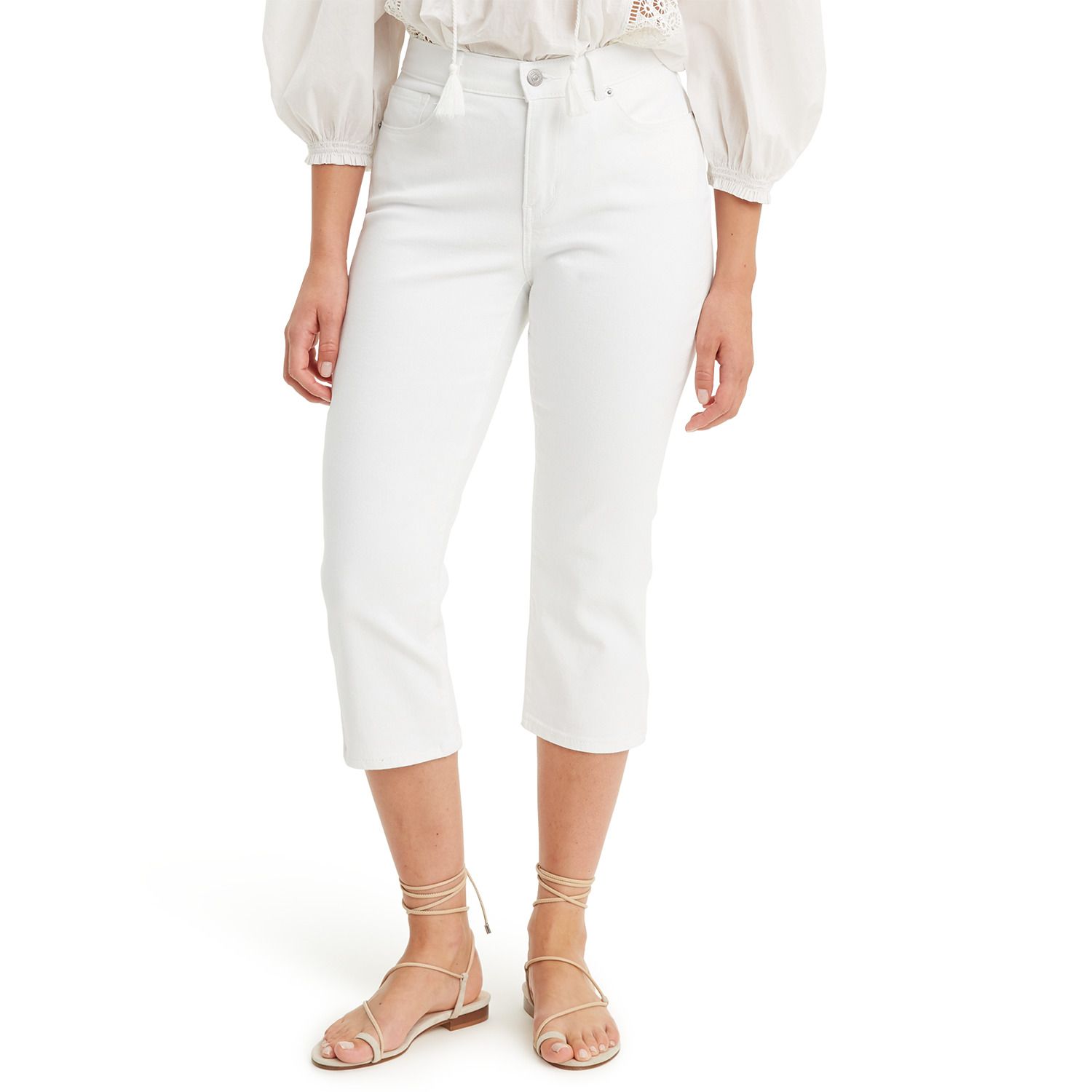 white levi capris