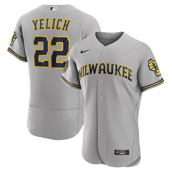 Men's Nike Christian Yelich Gray Milwaukee Brewers Road Authentic Player  Jersey