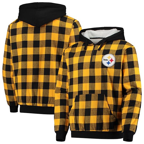 Pittsburgh Steelers Starter Big Joe Plaid Full-Zip Hoodie Jacket - Black