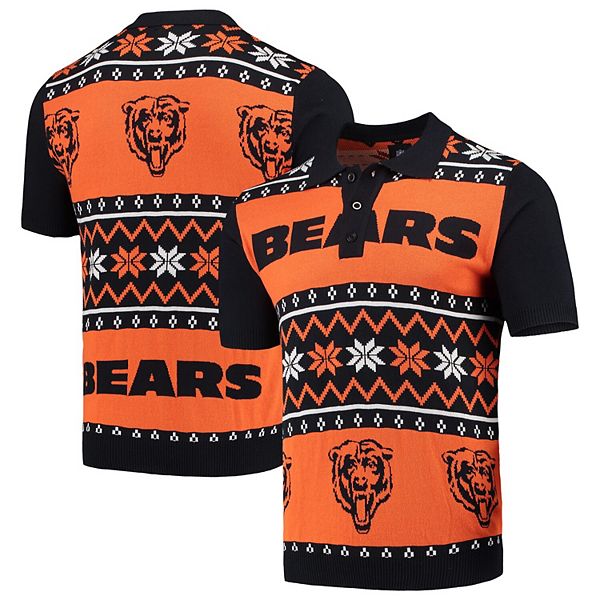 Men's Navy/Orange Chicago Bears Ugly Sweater Knit Polo