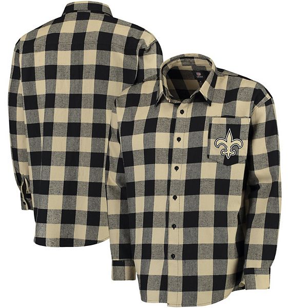 Men's Klew Black New Orleans Saints Large Check Flannel Button-Up Shirt