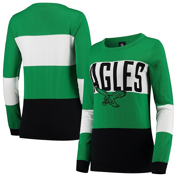 Women's Kelly Green Philadelphia Eagles Retro Colorblock Sweater