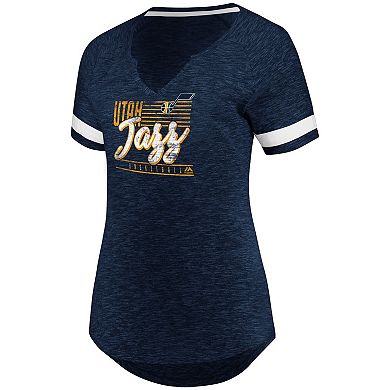 Women's Fanatics Branded Navy/White Utah Jazz Showtime Winning With Pride Notch Neck T-Shirt