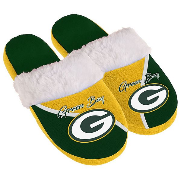 Women's Green Bay Packers Cursive Colorblock Slippers