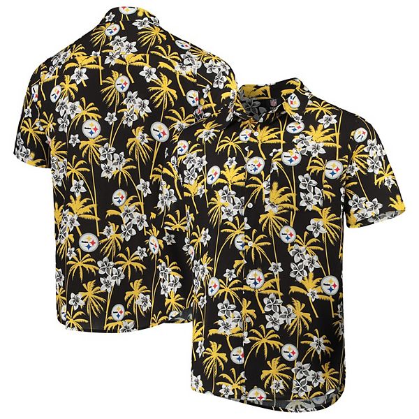 Men's Black Pittsburgh Steelers Floral Woven Button-Up Shirt