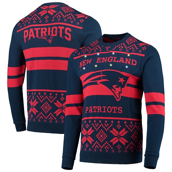 Men's Navy/Red New England Patriots Light Up Ugly Sweater