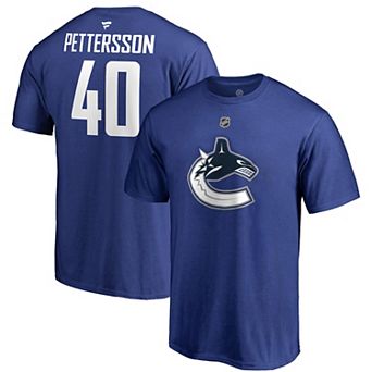 Men's Fanatics Branded Elias Pettersson Blue Vancouver Canucks Team Authentic Stack Name & Number T-Shirt