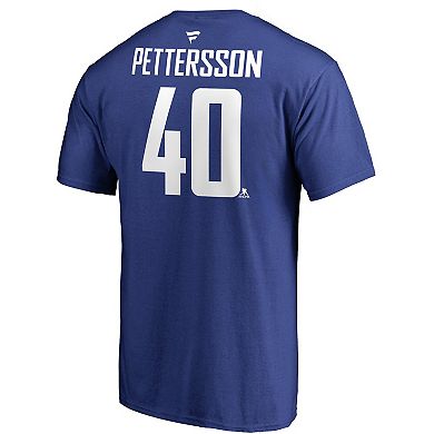 Men's Fanatics Branded Elias Pettersson Blue Vancouver Canucks Team Authentic Stack Name & Number T-Shirt