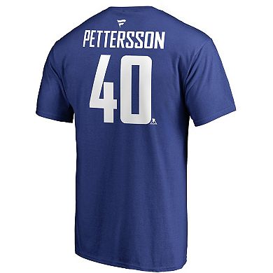 Men's Fanatics Branded Elias Pettersson Blue Vancouver Canucks Team Authentic Stack Name & Number T-Shirt