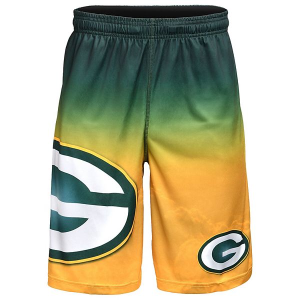 Men's Yellow Green Bay Packers Gradient Big Logo Training Shorts