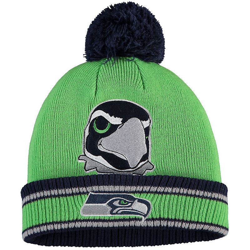 UPC 194462020925 product image for Preschool Neon Green Seattle Seahawks Mascot Cuffed Knit Hat with Pom, Brt Green | upcitemdb.com