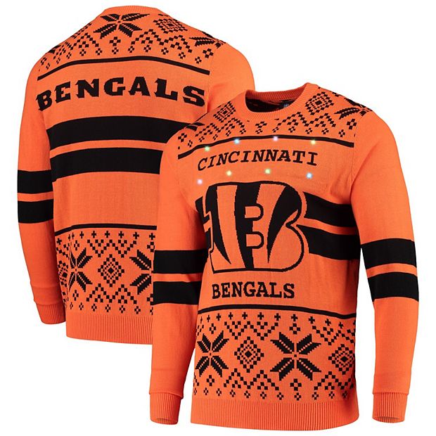 Men's Orange/Black Cincinnati Bengals Light Up Ugly Sweater