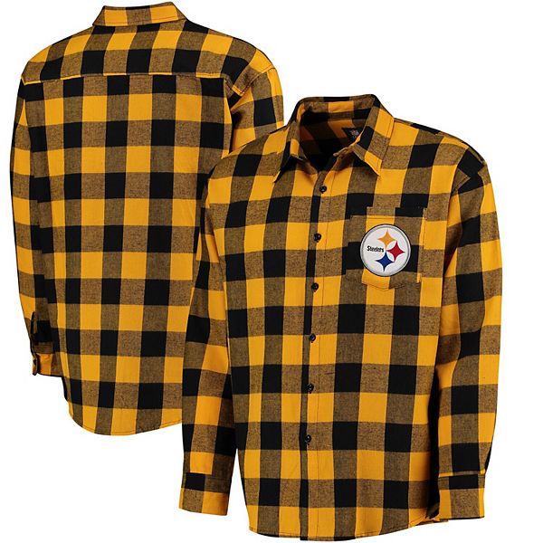 Pittsburgh Steelers Flannel Shirt Youth Boys Size L Snap Button Long Sleeve  New