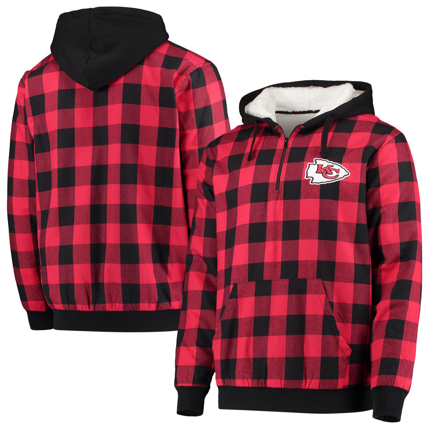 red black flannel hoodie