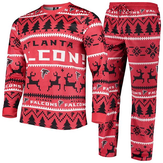 Atlanta Falcons FOCO Wordmark Ugly Pajama Set - Red