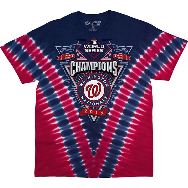 Men's Red/Navy Washington Nationals 2019 World Series Champions V Tie-Dye T- Shirt