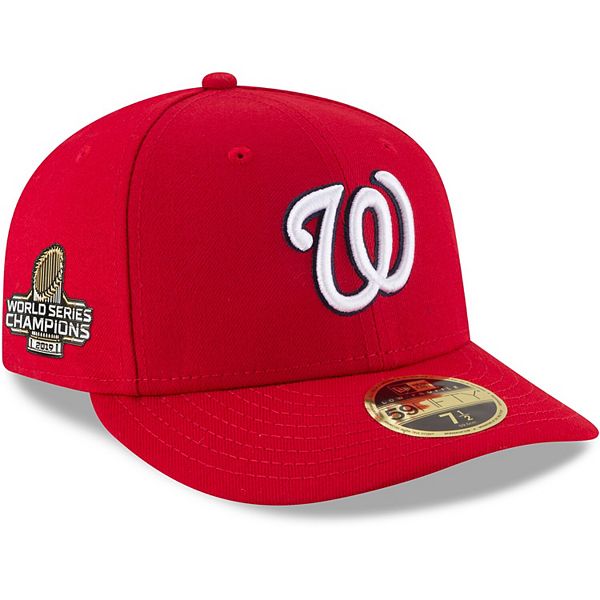 Washington Nationals OLD ENGLISH SOUTHPAW Red-Black Fitted Hat