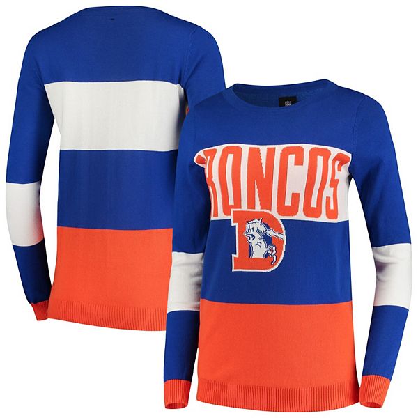 Women's Royal Denver Broncos Retro Colorblock Sweater