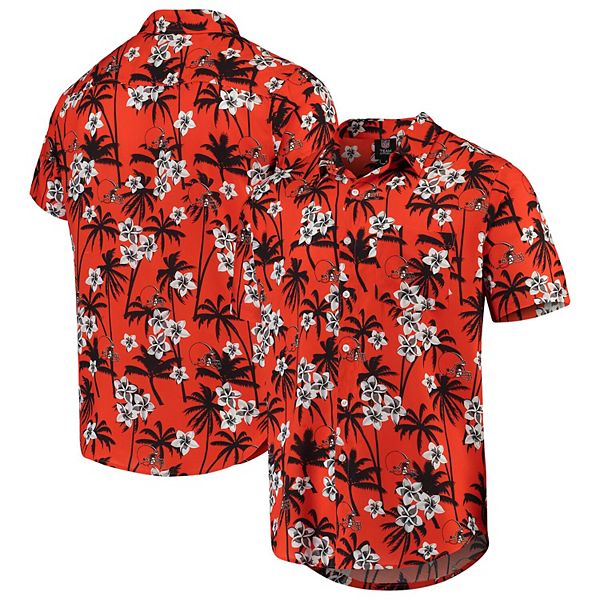 Men's Orange Cleveland Browns Floral Woven Button-Up Shirt