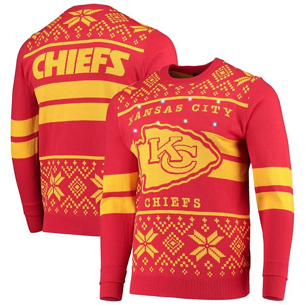 Kansas City Chiefs Women's Light-Up V-Neck Ugly Sweater - Red