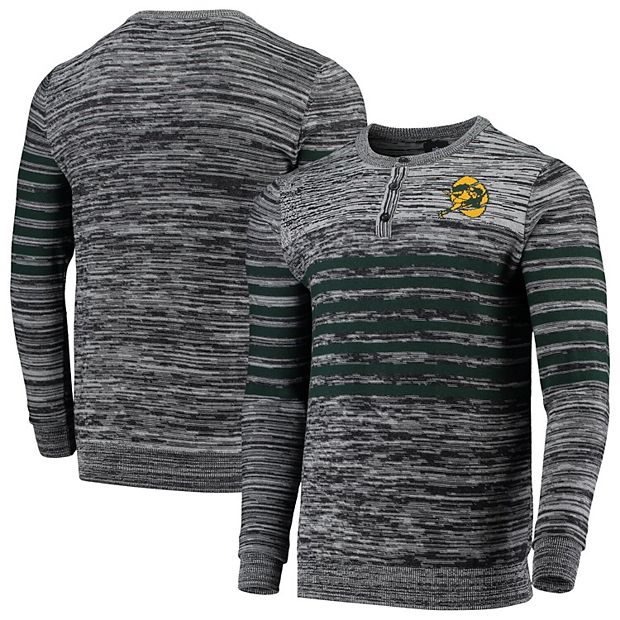 Men's Gray Green Bay Packers Retro Marled Knit Long Sleeve Henley T-Shirt