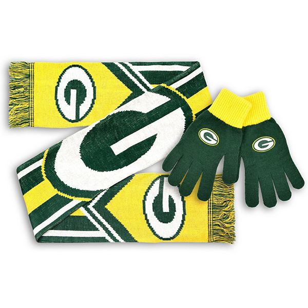 Men's Green Bay Packers Knit Gloves and Scarf Set