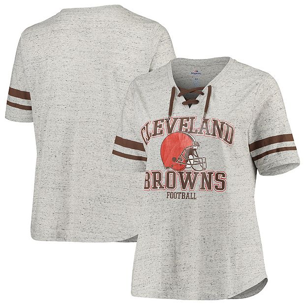 Juniors Heathered Gray Cleveland Browns All Striped Up Raglan Long