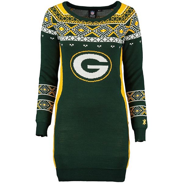 FOCO Green Bay Packers Ugly Crop Top Sweater, Women's Large