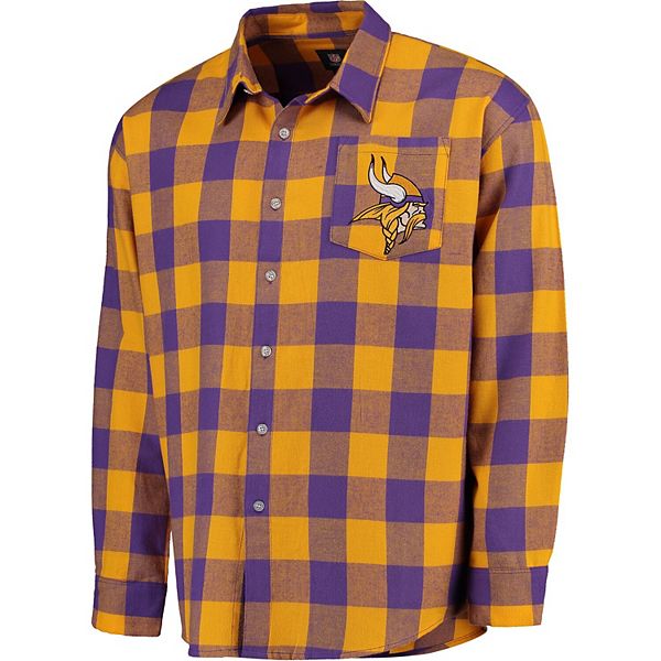 Klew Minnesota Vikings Purple Large Check Flannel Button-Up Shirt