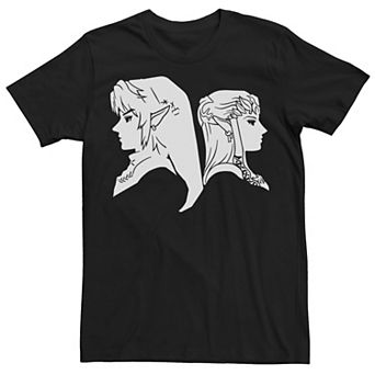 Men's Nintendo Zelda Link & Princess Profile Graphic Tee