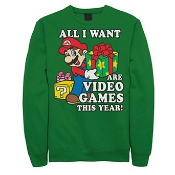 Men's Nintendo Super Mario I Want Video Games Present Sweatshirt