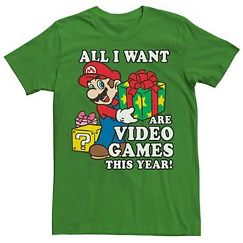 Men's Nintendo Super Mario I Want Video Games Present Graphic Tee