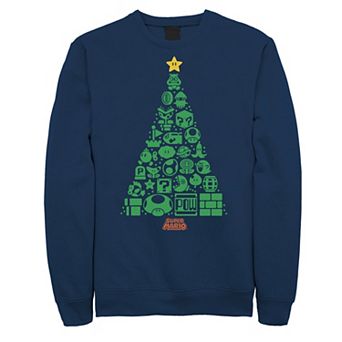 Men's Nintendo Super Mario Item Characters Christmas Tree Sweatshirt