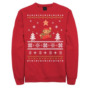 Men's Nintendo Super Mario Mario Snow Level Ugly Christmas Sweatshirt