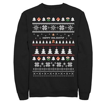 Men's Nintendo Super Mario Happy Holidays Pixels Sweatshirt