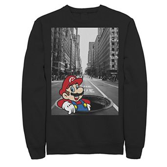 Men's Nintendo Super Mario Street Pop Up Black And White Photo Sweatshirt