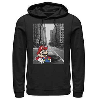 Men's Nintendo Super Mario Street Pop Up Black And White Photo Hoodie