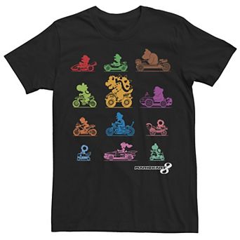Men's Nintendo Mario Kart Colorful Character Profile Silhouettes Tee