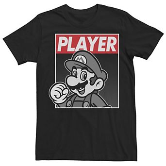 Men's Nintendo Super Mario Player Bold Red Poster Tee