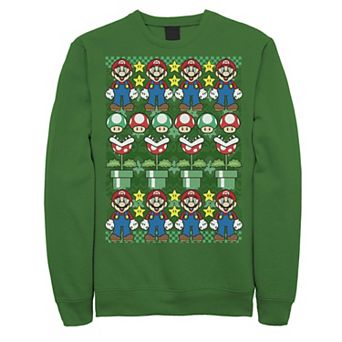 Men's Nintendo Super Mario Character Stack Ugly Christmas Sweater Style Sweatshirt