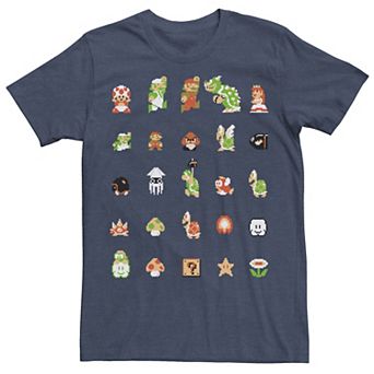 Men's Nintendo Super Mario 8-bit Retro Icon Grid Tee