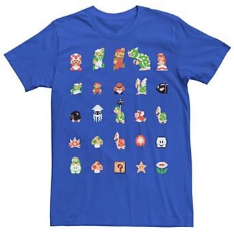 Men's Nintendo Super Mario 8-bit Retro Icon Grid Tee