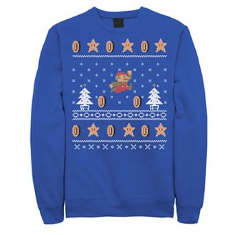 Men's Nintendo Super Mario Christmas Coins Pixels Sweatshirt
